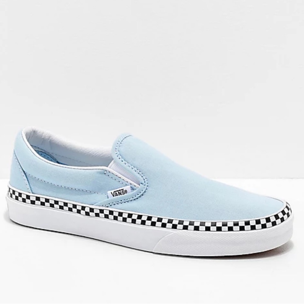 Vans Classic Slip-On Light Blue Checkerboard Women’s 8 / Men’s 6.5